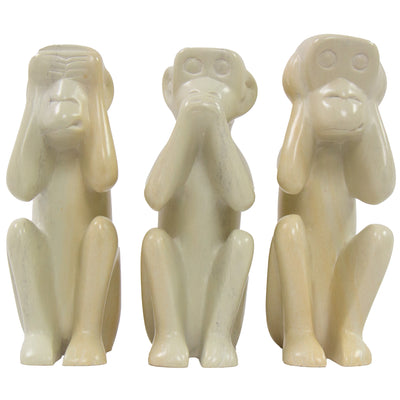 Soapstone Monkey See, Do, Hear Candlestick Holder Statues