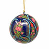 Handpainted Ornaments, Coral & Blue Floral - Pack of 3