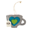 Tea Pot & Tea Cup Ornament Set, Avocado Green