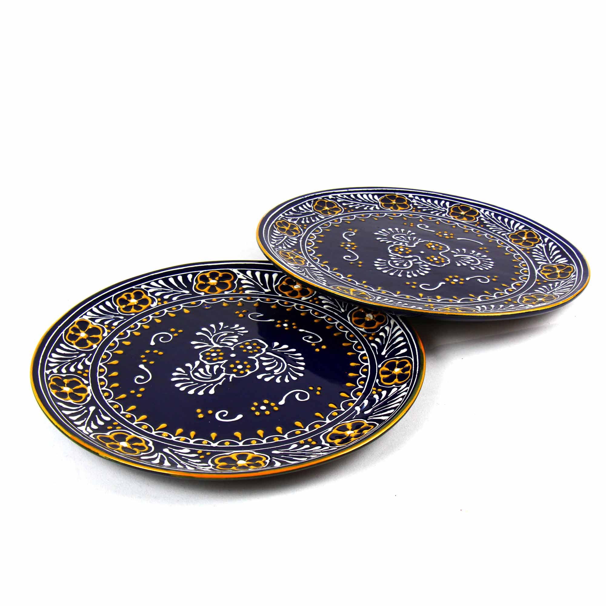 Encantada Handmade Pottery 11.75 Set of 2 Dinner Plates, Blue