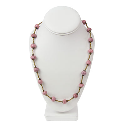 Haiti Clay Bead Short Necklace, Pink