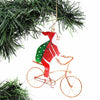 Recycled Wire Bicycle Santa Ornament