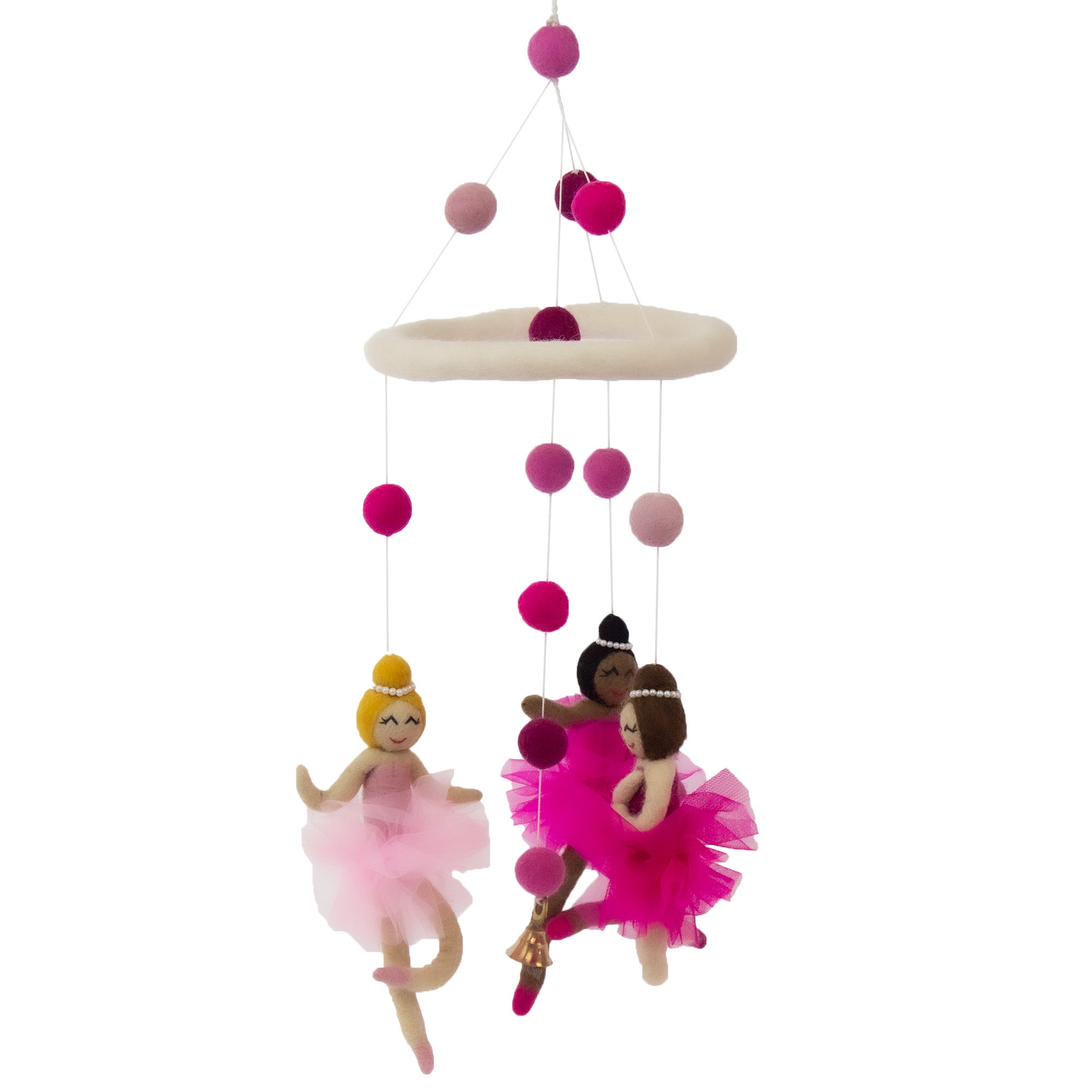 Pink Multi-cultural Ballerina Felt Nursery Mobile