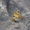 Honeycomb Adjustable Brass Ring, Golden Hue, PACK OF 3