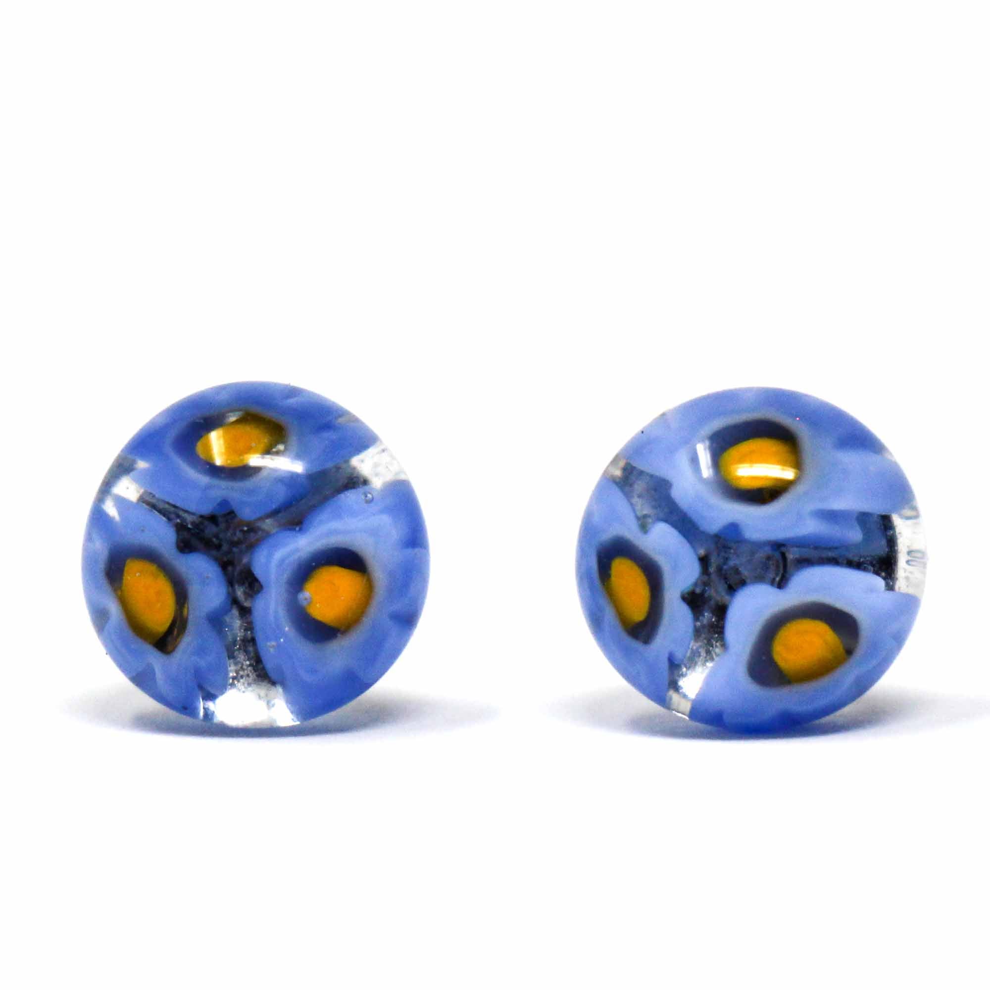 Blue glass on sale stud earrings