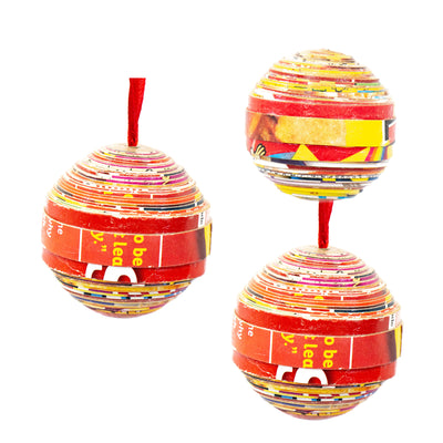 Paper Mache Ball Ornament from Haiti, PACK OF 3