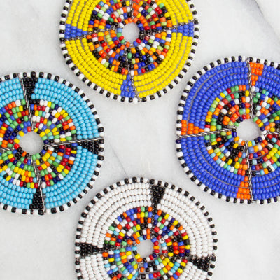 PACK OF 5 -Maasai Bead Multicolor Circle Earrings - ASSORTED COLORS