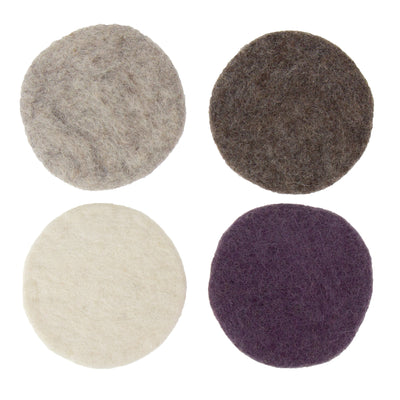 Handmade Felt Macaroon Coasters, Set of 4: Heather Cloud