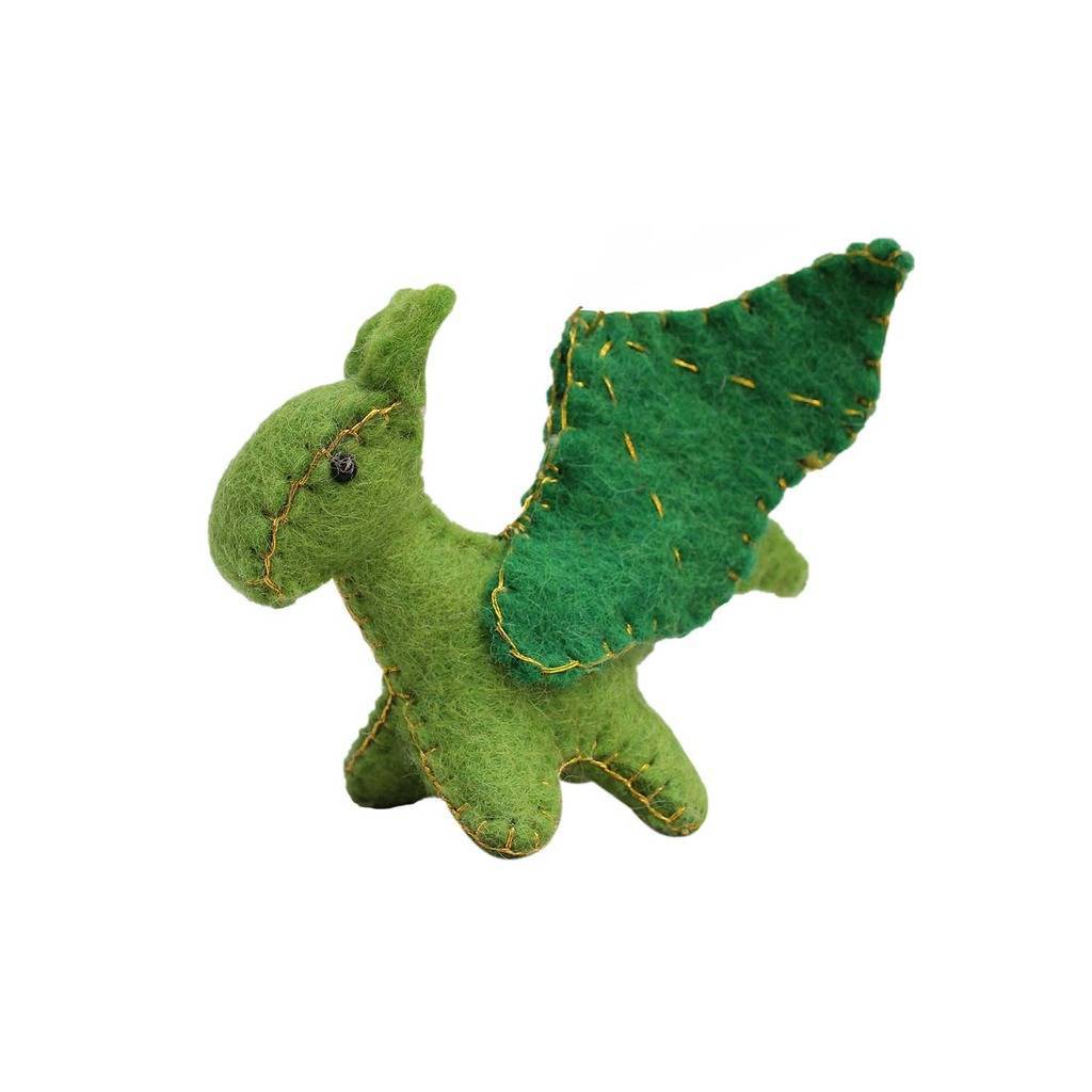 Hand Crafted Felt from Nepal: Castles and Dragons Theme, Green Dragon