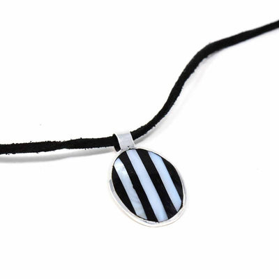 Abalone and Black Stripe Pendant Necklace