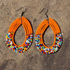 PACK OF 5 -Maasai Bead Orange and Multicolor Teardrop Earrings