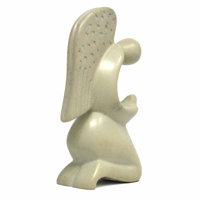 Soapstone Praying Angel Sculpture - Natural Stone