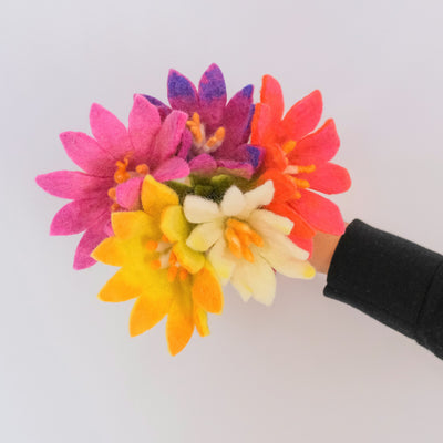 Handmade Felt Flower Bouquet, Set of 5