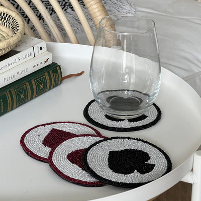 Suit of Cards Glass Beaded Coasters, Set of 4