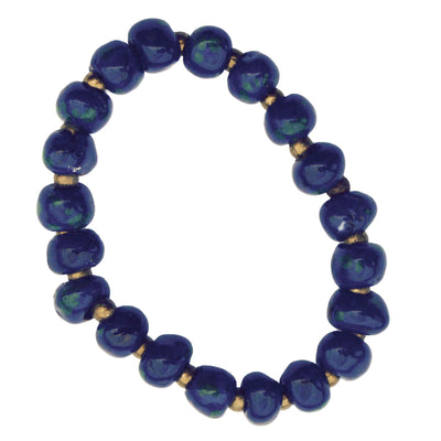 Handcrafted Clay Bead Bracelet from Haitian Artisans, Navy Blue - Set of 3
