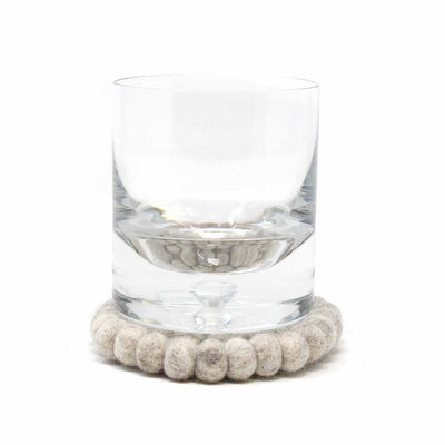 Light Grey Felt Ball Coasters, Set of 4