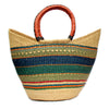 Bolga Tote, Mixed Colors with Leather Handle