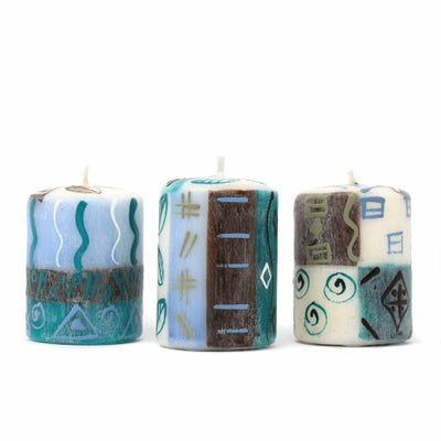 Hand-Painted Votive Candles, Boxed Set of 3 (Maji Design)