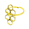 Honeycomb Adjustable Brass Ring, Golden Hue, PACK OF 3