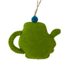 Tea Pot & Tea Cup Ornament Set, Avocado Green