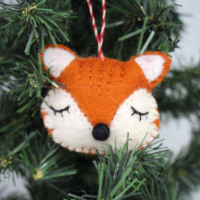 Sleeping Fox Felt Ornament
