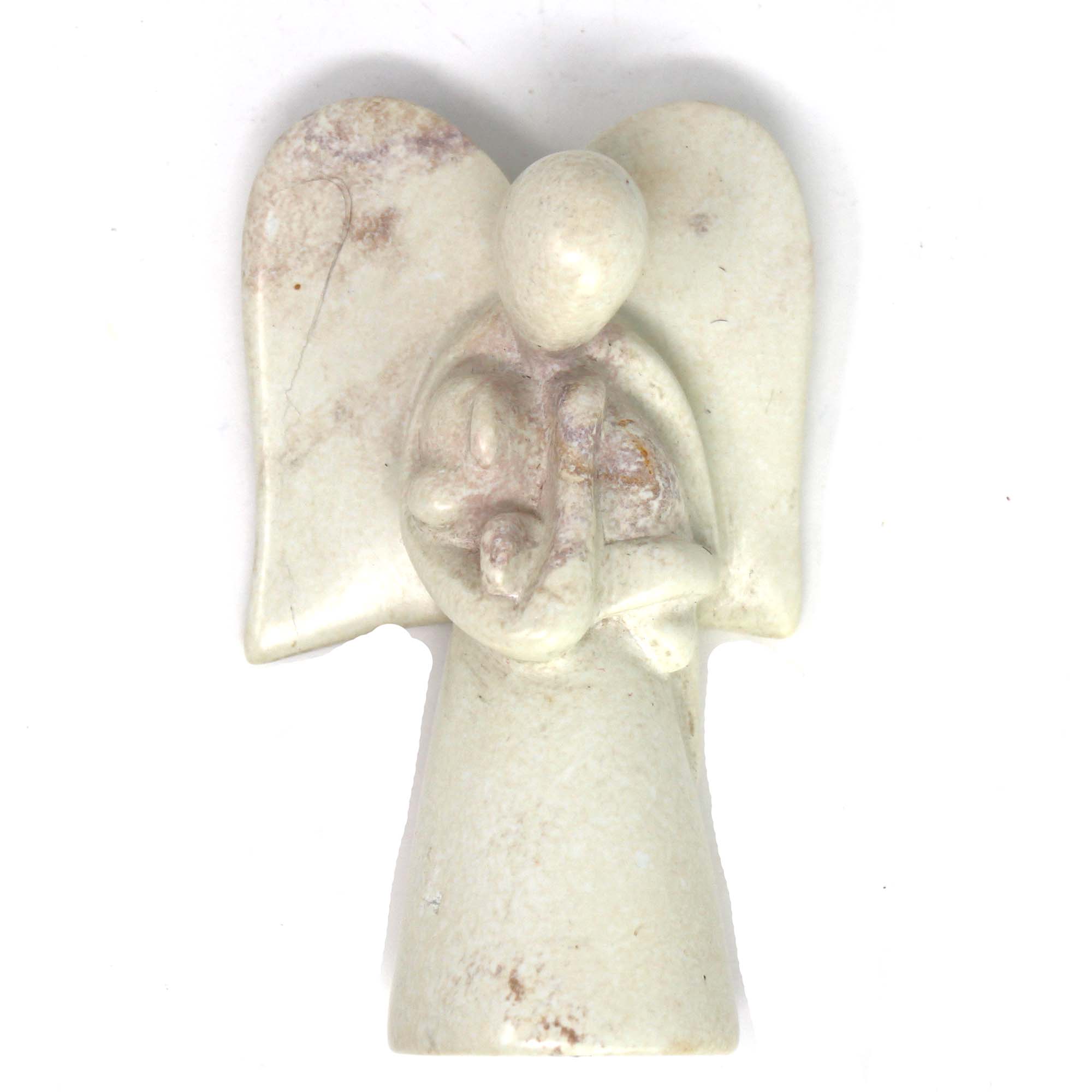 Soapstone Angel Holding Dog Sculpture- Gift for Lost Pet