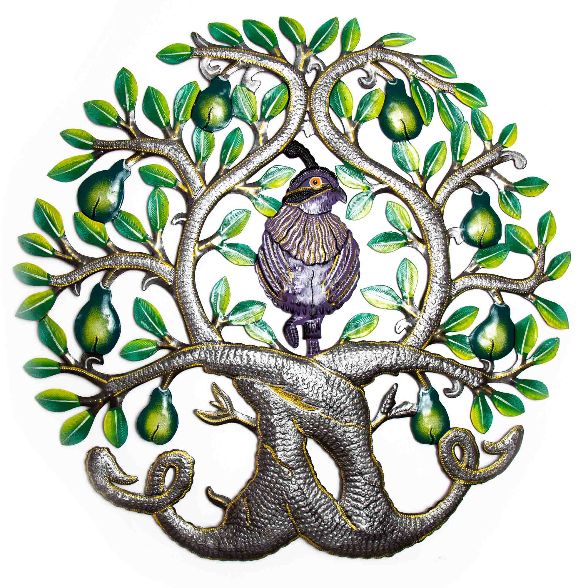 Partridge in a Pear Tree Steel Drum Wall Art Global Crafts Wholesale
