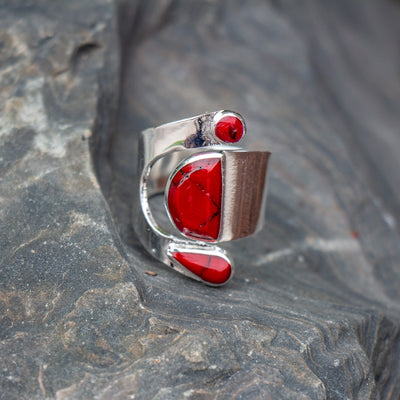 Alpaca Silver Wrap Red Jasper Ring - Size 8