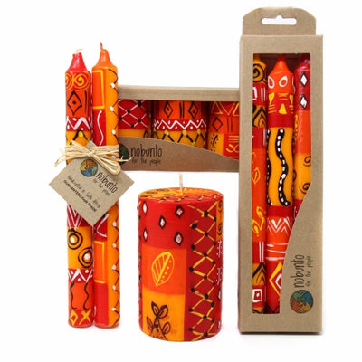 Hand-Painted Votive Candles, Boxed Set of 3 (Zahabu Design)