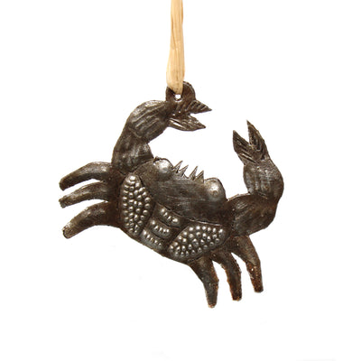 Crab Nautical Haitian Metal Drum Christmas Ornament