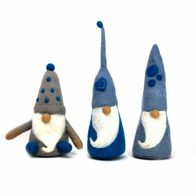 Winter Blues Felt Gnomes Trio, Set of 3