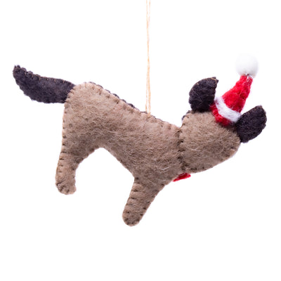 German Shepherd Santa Handmade Felt Ornament