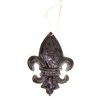 Fleur Des Lis Haitian Metal Drum Christmas Ornament