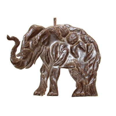 Hibiscus Elephant Haitian Metal Art, 14 inch