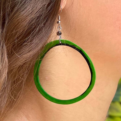 Elongated Dangle Horn Earrings, Green