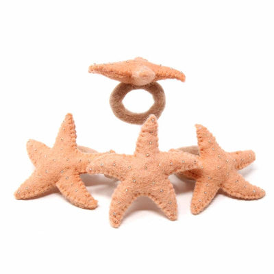 Sandy Starfish Felt Napkin Rings, Set of 4