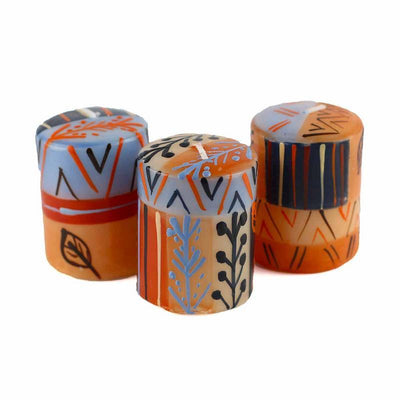 Hand-Painted Votive Candles, Boxed Set of 3 (Uzushi Design)