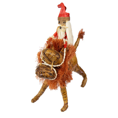 Set of Three Banana Fiber Santa Riding on Safari Animals- Lion, Zebra, Elephant