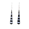 Taxco Silver Black Onyz & Abalone Zebra Long Teardrop Earrings