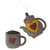 Coffee Pot & Coffee Mug Ornament Set, Stone Grey