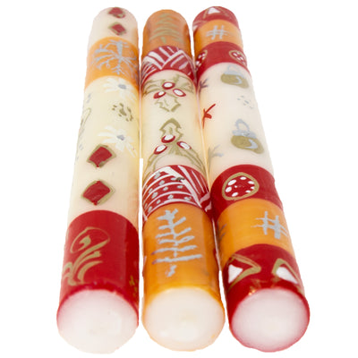 Christmas Hand-Painted Dinner Candles, Set of 3 (Kimeta Design)