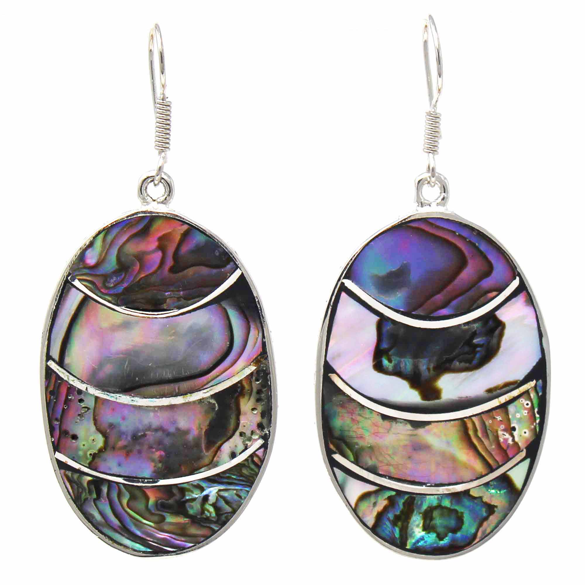 Lavender Frost Abalone Oval Earrings