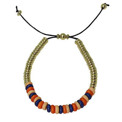 Adjustable Bone & Brass  Bead Bracelet, Peachy - Pack of 5