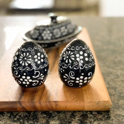 Encantada Handmade Pottery Salt & Pepper Shakers, Ink