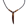 Bone "Tooth" Necklace on Leather Chain with Brass Closure- Black with Etch