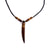 Bone "Tooth" Necklace on Leather Chain with Brass Closure- Black with Etch