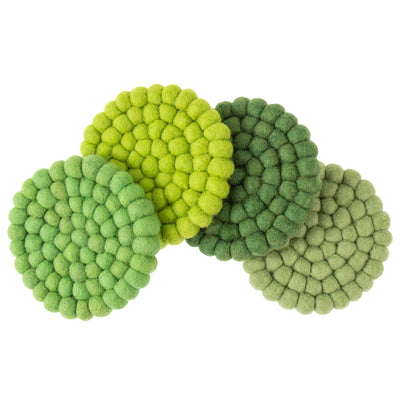 Sage Tonal Felt Ball Coasters, Set of 4