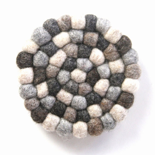Felt Ball Trivet: Round, Greys