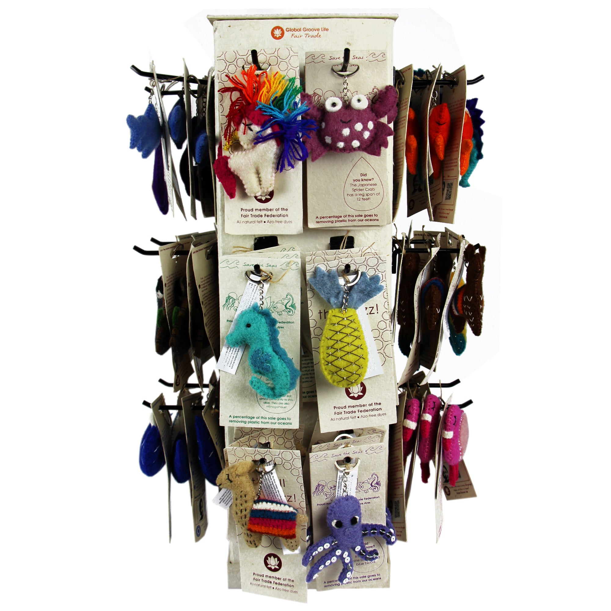 Full Set of Felt Keychains - 96 Pieces + FREE Display