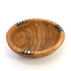 Set of Two Small Olive Wood Bowls with Bone Inlay